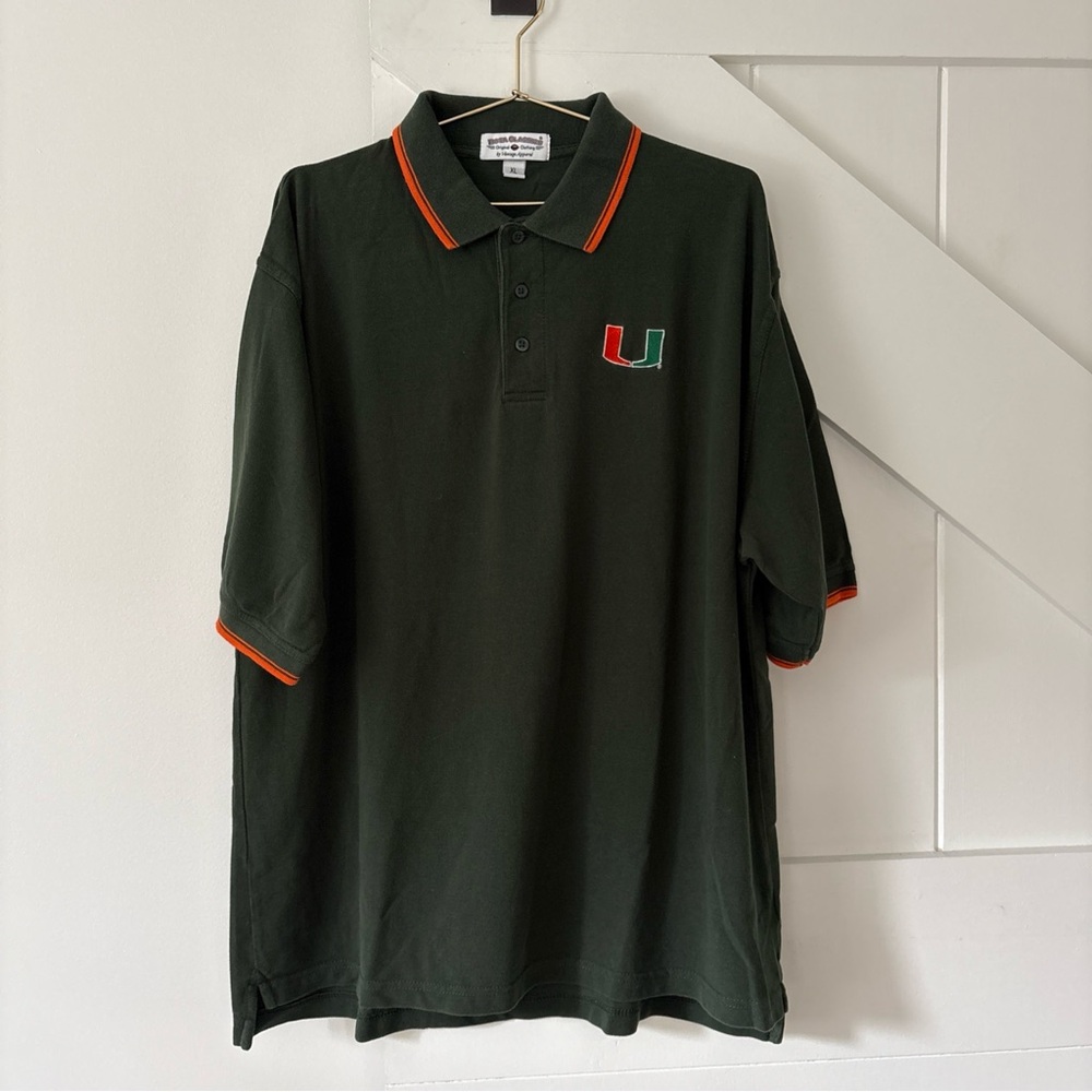 Boca Classics Men’s NCAA Miami Hurricanes Polo Size XL Green Football Embroidery